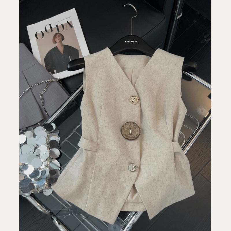 Ivory Muse Tailored Vest detail view