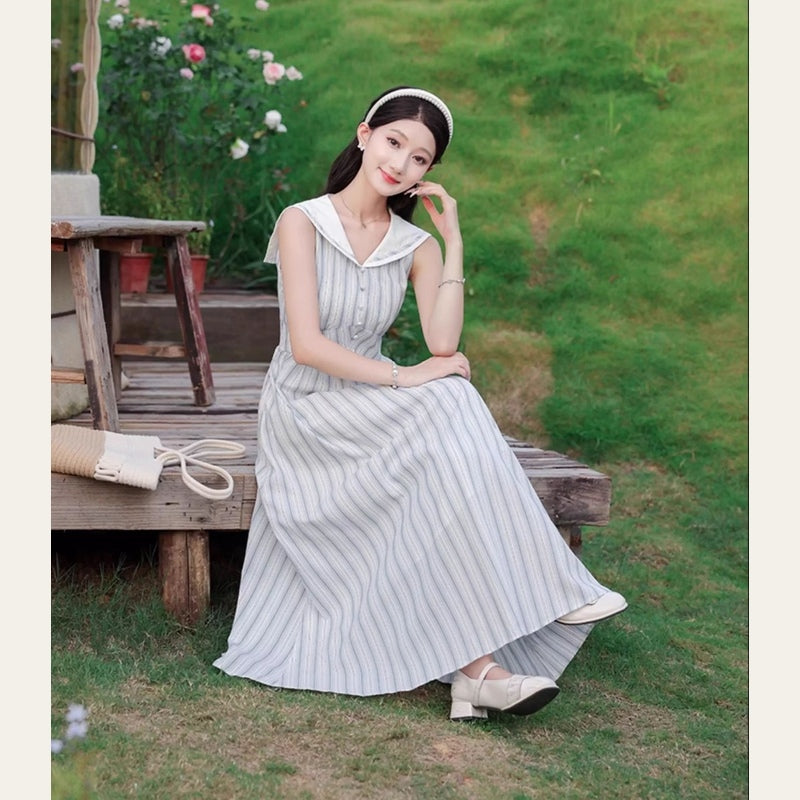 Striped Sailor Maxi Dress detail view