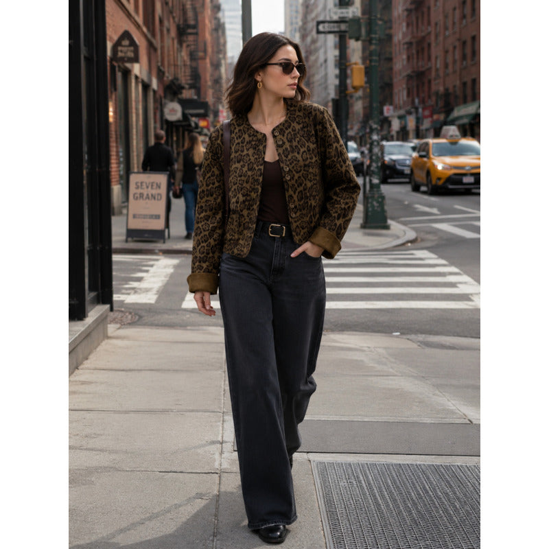 Wild Muse Leopard Jacket styled front view